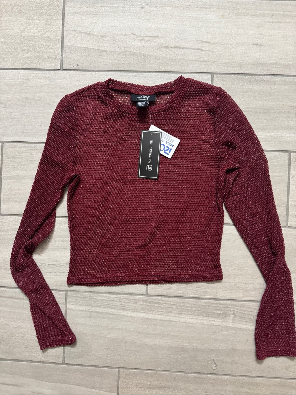 Urban Outfitters Burgundy Knit Long-Sleeve Crop Top